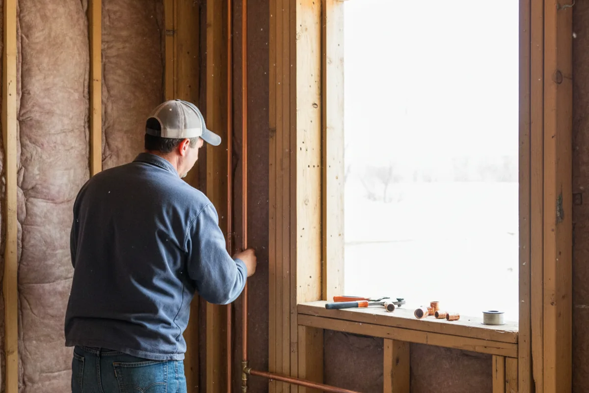Licensed plumber running new copper supply lines in a Gallatin home
