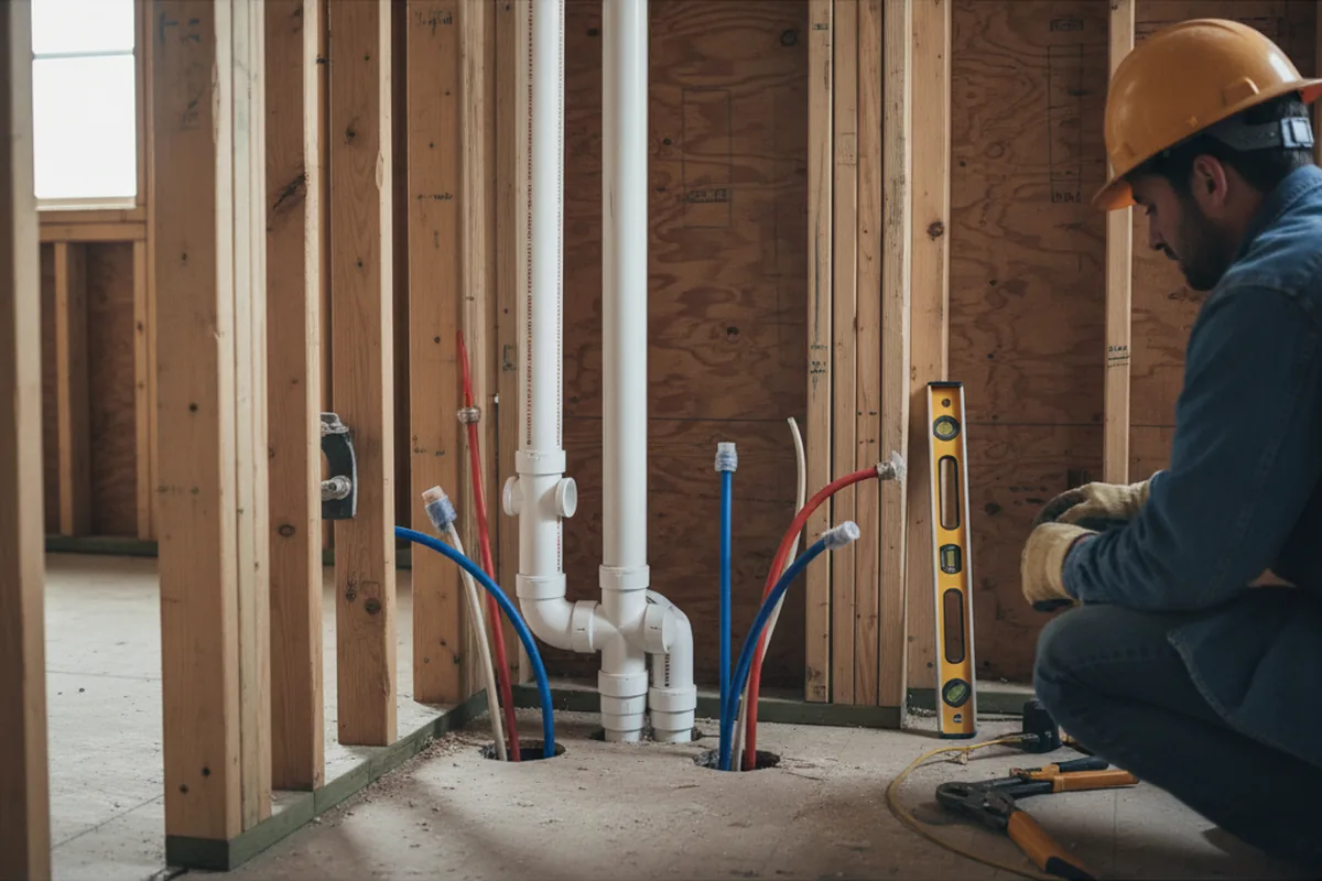 Drain and supply rough-in during Leak Detection in Gallatin